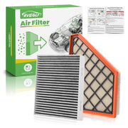 RVgolf front packaging showing engine and cabin filters, clear fitment info benefit