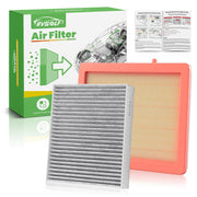 RVgolf front packaging showing engine and cabin filter set, ready for replacement