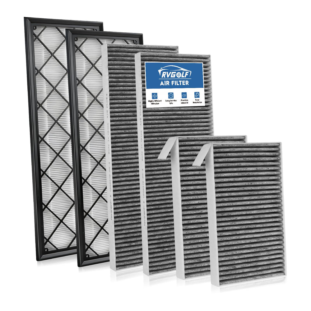 RVgolf front packaging showing six cabin filters and brand name for easy storage