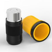 RVGUARD front view of 50A twist-lock inlet showing secure mounting and protection