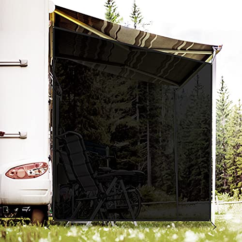 RVINGPRO front view of awning side shade showing full coverage and easy setup benefit
