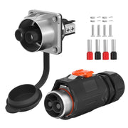 RVMARINEPAT front view showing plug and receptacle, ensuring secure marine power