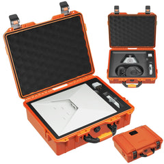 RVMARINEPAT front view showing orange waterproof case benefit of high visibility