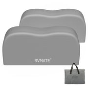 RVMATE front view of dual-axle tire covers in pack showing protective shield