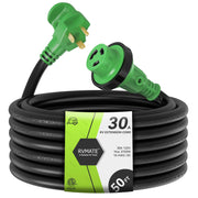 RVMATE front plug and full 50ft cable showing durable jacket and connectors