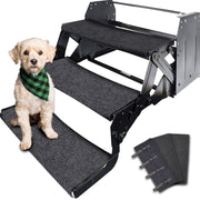 RVMATE front view of three packed step rugs showing compact storage and convenience