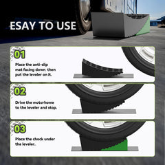 RVMATE wheel chock detail demonstrating secure parking and rollback prevention