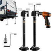 RVSHARK front view of packaged jack set showing included accessories and benefit of ready use