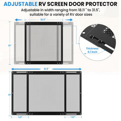 RVSNAIL installed on an RV screen door providing pet-proof protection