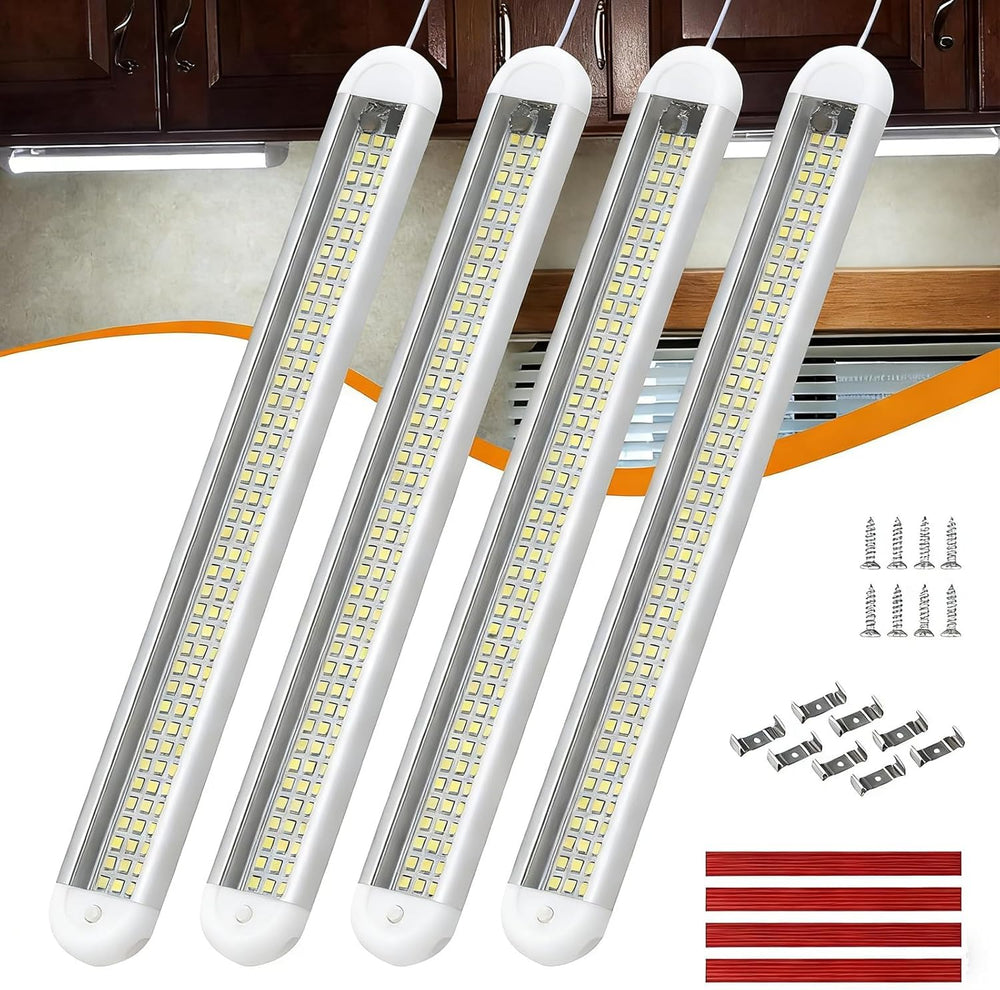 RVZONE front view of 4-pack light bars showing compact kit and bright output