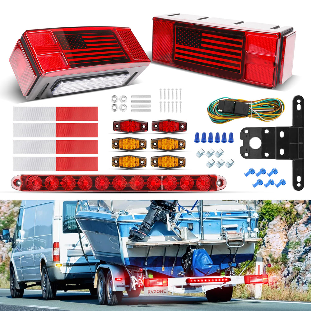 RVZONE left tail light front view shows bright LEDs and waterproof benefit