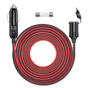 RWUJILONG front view of 26ft extension cord showing plug and cable for reliable reach