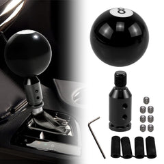 RYANSTAR black 8 ball shift knob front view showing glossy finish and clear 8 marking