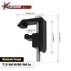 RYANSTAR RACING close-up of clamp face and threads for secure tightening
