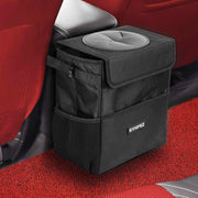 Ryhpez front view hung in car showing tidy storage benefit