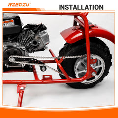 RZEOZU close-up of #35 chain rollers showing smooth power transfer benefit