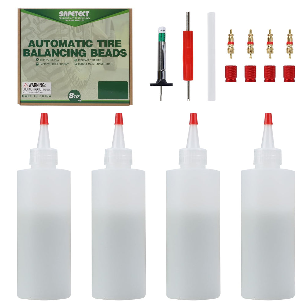 Safetect front packaging showing four 8 oz bottles and accessories for easy installation