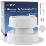 Safoner vent cap front view showing durable aluminum and weatherproof design
