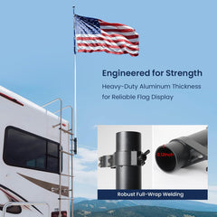 Safoner mounted on RV ladder demonstrating secure fit and travel-ready benefit