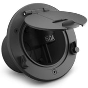 Safoner front cover mounted on RV protecting power connection