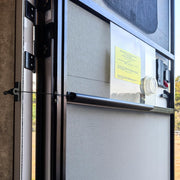 Safoner front view of mounted closer showing clean black finish and easy fit