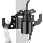 Safoner front-mounted organizer on jack showing tidy chains and plug protection