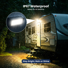 Safoner porch light mounted on an RV exterior for safer entry
