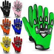 SAGA SPORTS front view of youth motocross gloves showing design and fit benefit