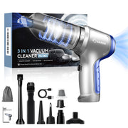 Saker front view in blue showing compact cordless design and portability