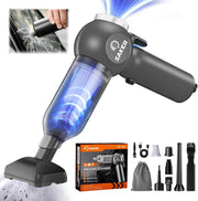 Saker front view handheld vacuum showing compact design and storage convenience