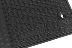 SAN AUTO close-up of rubber texture highlighting dirt capture