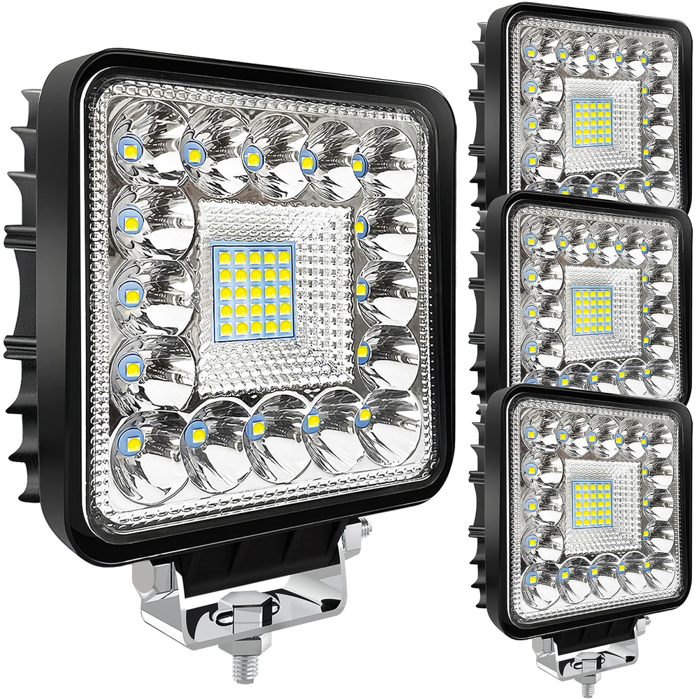 SAN YOUNG front view of four 4-inch LED pods showing compact durable design and bright output
