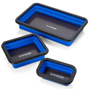 SANDOR front view of three blue trays showing organized parts and quick access benefit