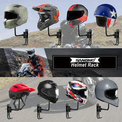 SANGMO rack holding a full-face helmet to save floor space and organize gear