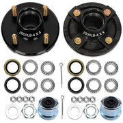 Saree front view of 4-lug trailer hub showing bolt pattern and coating for durability