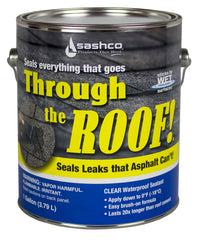 Sashco clear roof sealant front view showing label and packaging benefits