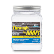 Sashco quart clear roof sealant front view shows container and benefit of easy identification