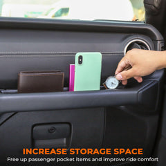 Savadicar top view holding phone sunglasses and coins for easy access