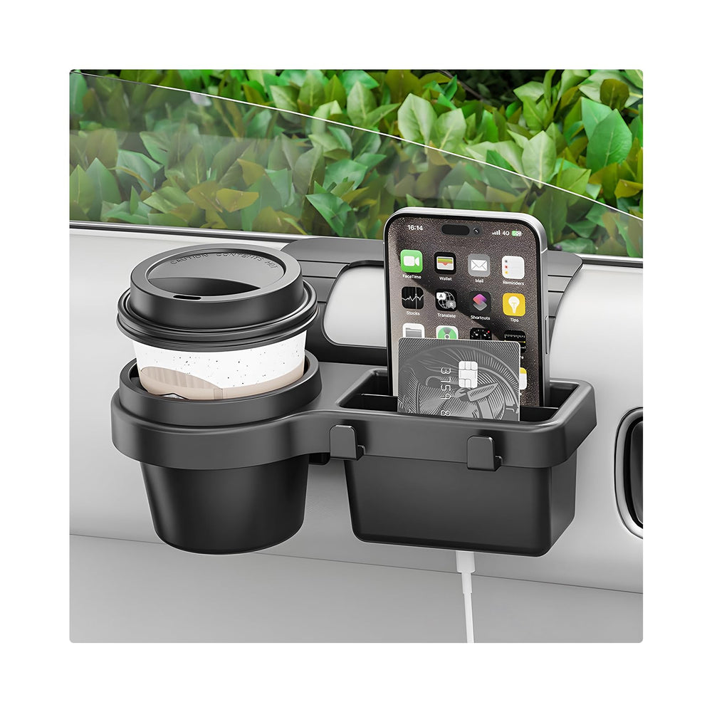 Sbulhia front-mounted organizer showing full layout and easy reach benefit