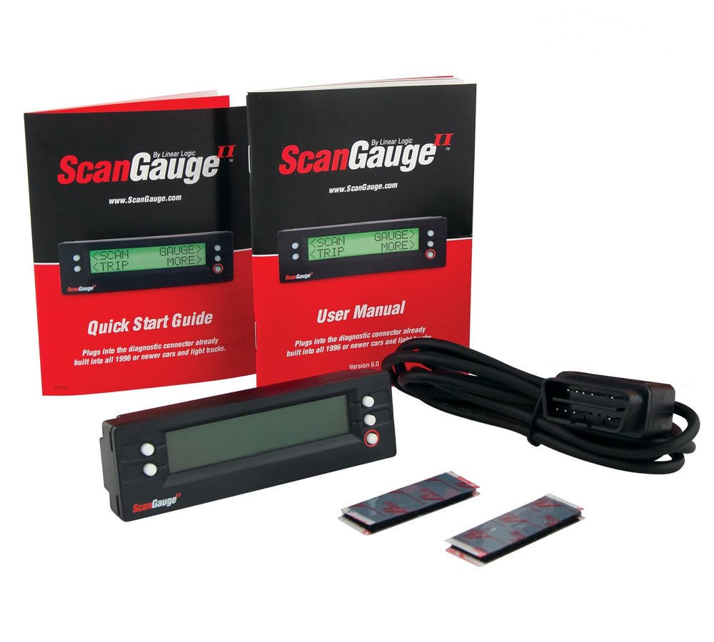 ScanGauge SG2 front display showing live MPG and engine RPM for quick monitoring