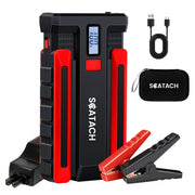 Scatach front packaging showing compact jump starter and benefits