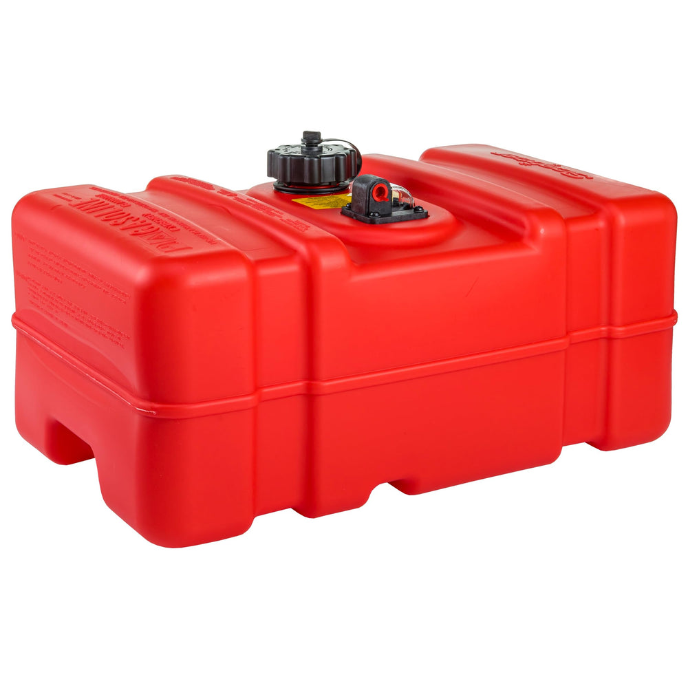 Scepter 9 gallon front view showing compact marine fuel tank and handles for secure carry