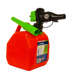 Scepter front view of red 1-gallon can showing label and handle for easy identification