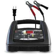 Schumacher SC1308 front panel view showing controls and sturdy housing, durable for garage use