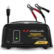 Schumacher SC1320 front view showing compact charger and benefit of space-saving design