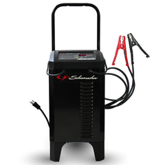 Schumacher Electric SC1353 front view showing unit and benefits of durable construction