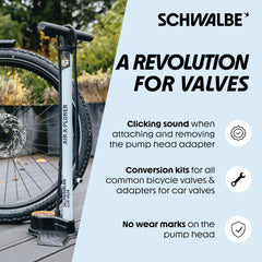 Schwalbe Clik valve installed on rim with scale to show size and fit reliability