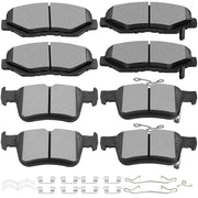SCITOO front and rear brake pad kit showing complete 8-piece set and fitment benefit