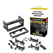Scosche front-facing assembled dash kit showing neat single DIN fit
