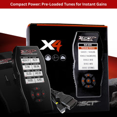 SCT X4 mounted in a Ford truck cabin for on-road tuning and monitoring